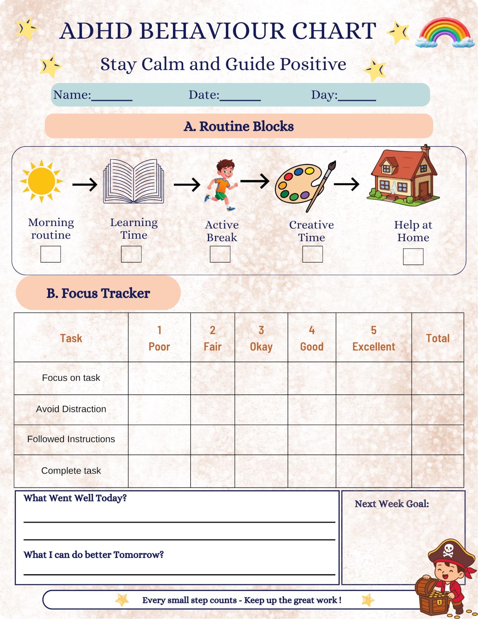 ADHD Behavior Chart Printable Pack | ASD Behavior Tracker | ABA Therapy ...