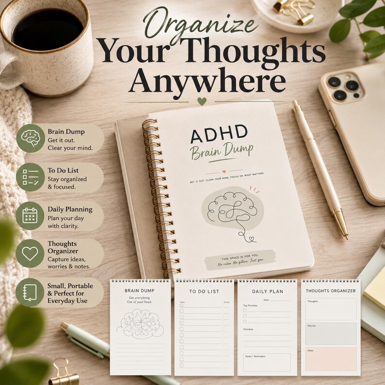 ADHD Brain Dump Printable PDF | ADHD Daily Planner Workbook ...