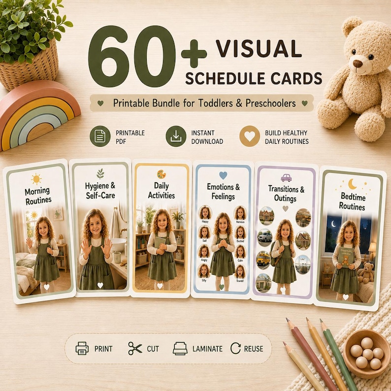 Visual Schedule Cards Bundle for Toddlers | Autism, ADHD, Montessori ...