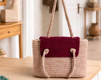 Moderne strukturierte Schultertasche in Handarbeit gehäkelt (PDF Download)