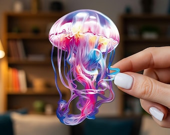 Lebendige Qualle Kunst Auto Aufkleber,Vinyl wasserdichte Kratzer Abdeckung Aufkleber für Laptop,Wasserflasche,Werkzeugkasten,Skateboard,Telefon Fall,Motorrad