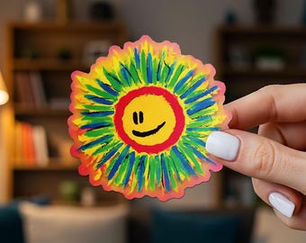 Cartoon smiley zon autostickers, vinyl waterdichte krasbedekkende sticker voor laptop, bidon, gereedschapskist, skateboard, telefoonhoes, motorfiets