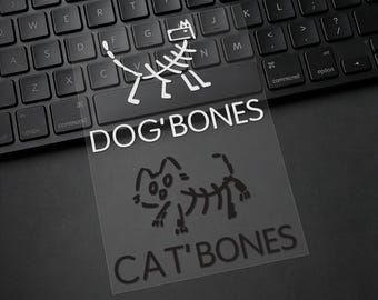 Grappige hond kat skelet autostickers, vinyl waterdichte krasbedekkende sticker voor laptop, bidon, gereedschapskist, skateboard, telefoonhoes, motorfiets