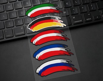 Italien Deutschland Österreich Frankreich Russland Flagge Pinselstrich Auto Aufkleber, Vinyl Wasserdicht Kratzer Abdeckung Aufkleber für Laptop, Werkzeugkasten, Motorrad