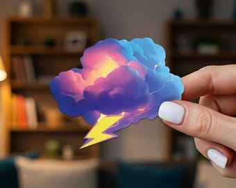 Cartoon Sturm Wolke Auto Aufkleber, Vinyl wasserdichte Kratzer Abdeckung Aufkleber für Laptop, Wasserflasche, Werkzeugkasten, Skateboard, Handyhülle, Motorrad