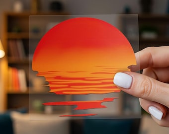 Retro jaren 80 zonsondergang kunst autostickers, vinyl waterdichte krasbedekkende sticker voor laptop, bidon, gereedschapskist, skateboard, telefoonhoes, motorfiets