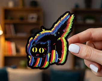 Glitch Cat-symbool autostickers, waterdichte vinylsticker voor laptop, bidon, gereedschapskist, skateboard, telefoonhoesje, motorfiets