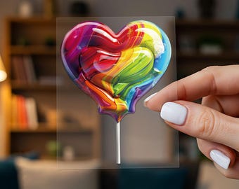 Regenboog hart lolly autostickers, vinyl waterdichte krasbedekkende sticker voor laptop, bidon, gereedschapskist, skateboard, telefoonhoes, motorfiets