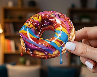 Trippy donut autostickers, vinyl waterdichte krasbedekkende sticker voor laptop, bidon, gereedschapskist, skateboard, telefoonhoes, motorfiets
