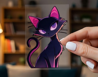 Anime schwarze Katze Kunst Auto Aufkleber, Vinyl wasserdichte Kratzer Abdeckung Aufkleber für Laptop, Wasserflasche, Werkzeugkasten, Skateboard, Handyhülle, Motorrad
