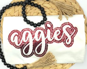 Embroidered Sequin Aggies shirt embroidered texas A&M Game Day Fan Gear