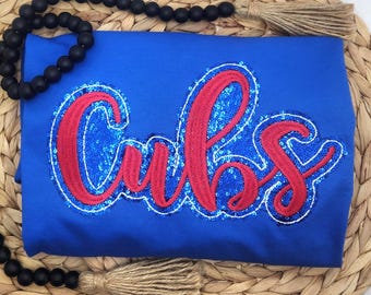 Embroidered Sequin Cubs Shirt: Baseball Fan Apparel