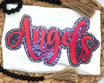 Embroidered Sequin Angels Shirt: Baseball Fan Apparel