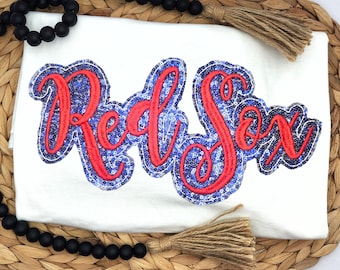 Embroidered Sequin Red Sox Shirt: Baseball Fan Apparel