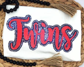 Embroidered Sequin Twins Shirt: Baseball Fan Apparel