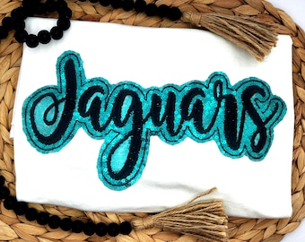 Embroidered Sequin Jaguars Shirt: Game Day Football Fan Apparel