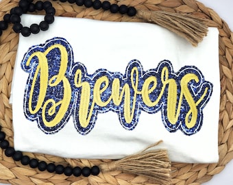 Embroidered Sequin Brewers Shirt: Baseball Fan Apparel