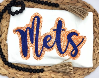 Embroidered Sequin Mets Shirt: Baseball Fan Apparel