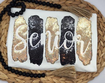 Sequin Senior shirt or sweatshirt, sparkly seniors shirt