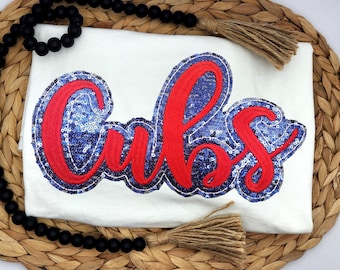 Embroidered Sequin Cubs Shirt: Baseball Fan Apparel