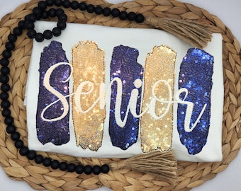 Sequin Senior shirt or sweatshirt, sparkly seniors shirt