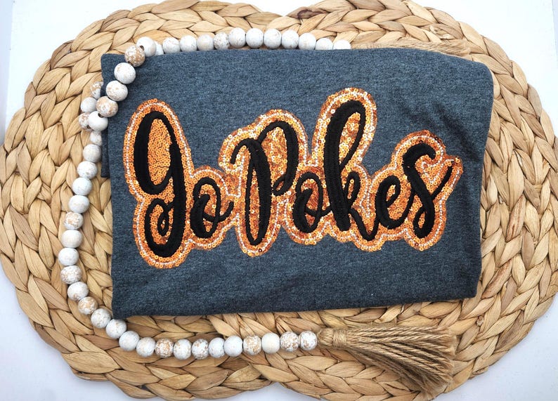 Embroidered Sequin Go Pokes Shirt : Oklahoma State Game Day Fan Gear - Etsy