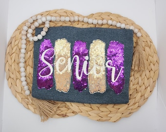 Sequin Senior shirt or sweatshirt, sparkly seniors shirt