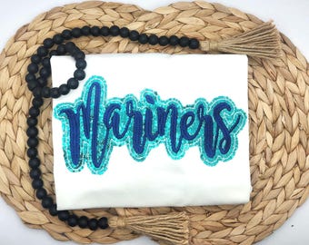 Embroidered Sequin Mariners Shirt: Baseball Fan Apparel