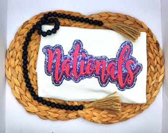 Embroidered Sequin Nationals Shirt: Baseball Fan Apparel