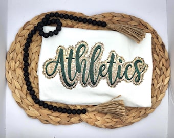 Embroidered Sequin Athletics Shirt: Baseball Fan Apparel