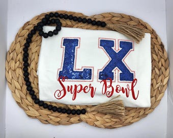 Sequin Super Bowl LX Shirt or Sweatshirt, Patriots Colors