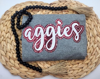 Embroidered Sequin Aggies T-Shirt: Texas A&M Game Day Fan Gear