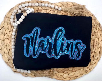 Embroidered Sequin Marlins Shirt: Baseball Fan Apparel