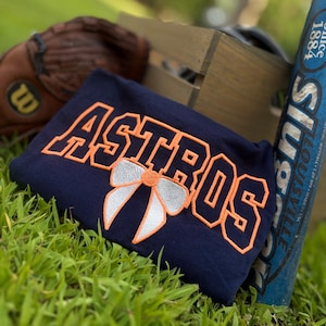 Embroidered Astros Shirt: Women&#39;s Baseball Game Day Tee