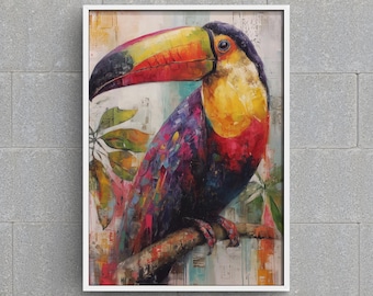 Toucan Graffiti Art Print, Tropical Jungle Wall Decor (Digital Download)