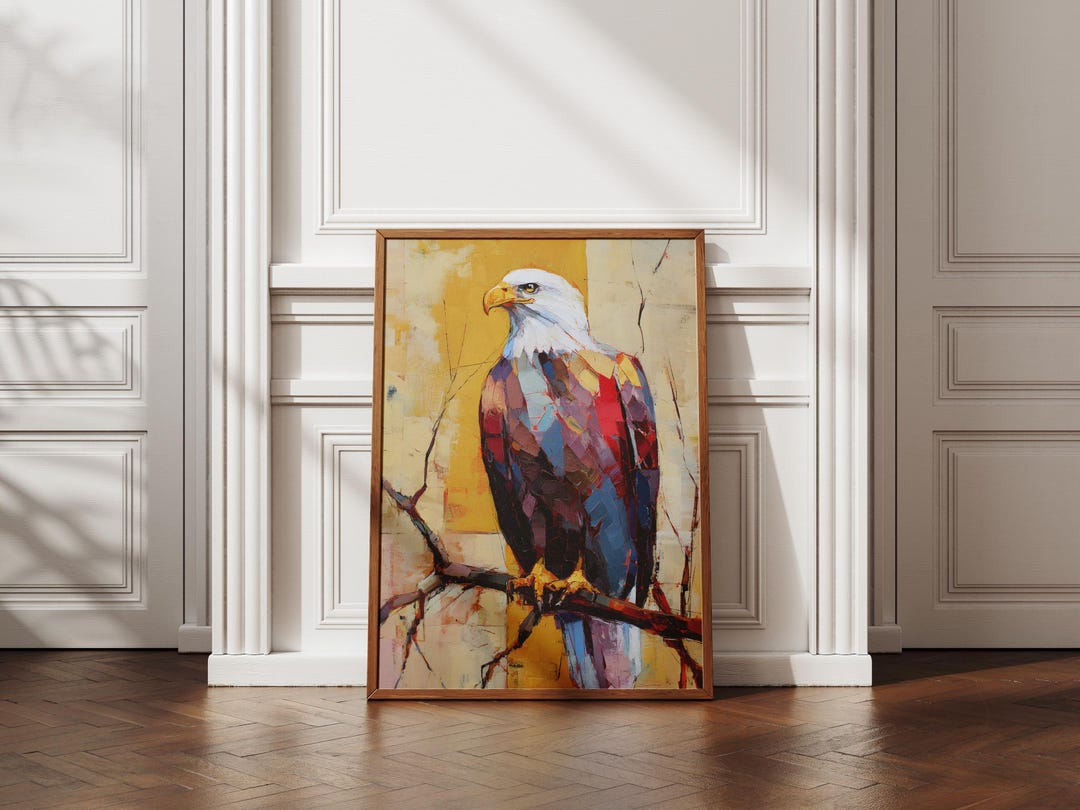Abstract Bald Eagle Oil Painting Print, Colorful Wildlife Art (digital ...