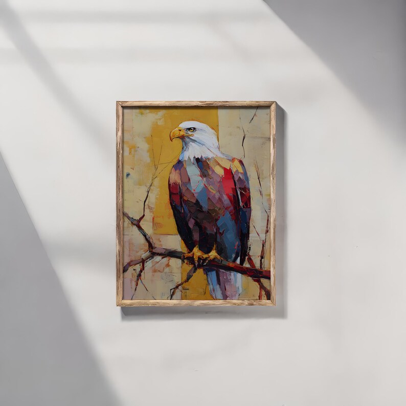 Abstract Bald Eagle Oil Painting Print, Colorful Wildlife Art (digital ...