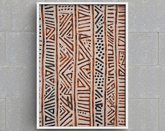 Mali Mud Cloth Print, African Tribal Pattern, Bohemian Earth Tone Decor