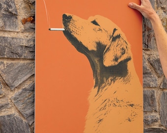 Orange Dog Wall Art Print, Vintage Dog Poster, Retro Animal Artwork, Mid Century Modern Dog Decor, Funny Dog Lover Gift, Pop Art Print