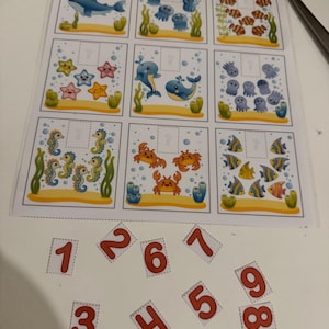 Educational game numbers 1 to 9 - Count - PDF to print - Kindergarten math activity - PDF to print Montessori