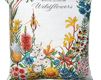 WESTERN AUSTRALIA Wildflowers Cushion - HANDMADE , upcycled. Christmas ,  Birthday Gift