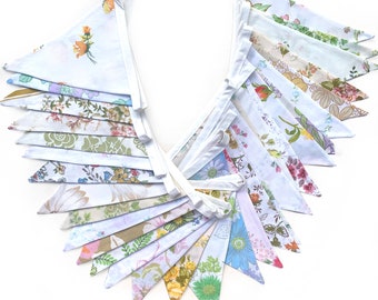 Bunting Flags  7.50m . Vintage Retro Multi - Colour RAINBOW Florals . Birthday * Special Event * Garden Party .