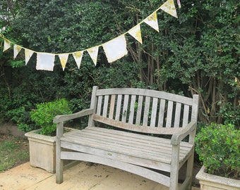 Floral Bunting Australia - Yellow Lemon Vintage & Embroidered Flags. Shabby Chic Party Decoration. Garden High Tea Parties