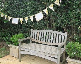 Vintage Floral Bunting Australia - Yellow Lemon Vintage Flags & Embroidered Napkins . Shabby Chic Party Decoration. Garden High Tea Party