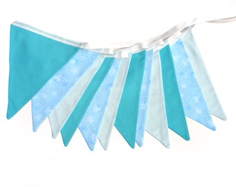 Bunting - Snowflake Blue : Flags . Girl's Party, Birthday Banner Decoration. Ideal for a Winter Wonderland Party