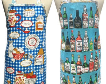 Upcycled Tea Towel APRON, Kitchen PROVERBS or Alcohol SPIRITS Bottles Linen Ladies Kitchen , Birthday, Christmas, Australian Made