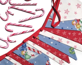 Christmas Bunting - RETRO style Angels with Candy Cane / Stars . Xmas Party Handmade Banner, Decoration . RETRO STYLE . Made in Australia