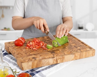Schneidebrett aus Olivenholz, Butcher Block, Schneidebrett aus Olivenholz, Dickes Schneidebrett, Grill Geschenk für Ihn