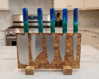 Magnetischer Messerständer aus Olivenholz, Stirnholzmesserhalter