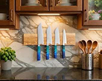 Made to Order Magnetic Knife Holder, Olive Wood Knife Rack,Magnetic Bar for Knives, Knife Rack, Kitchen Utensil Holder